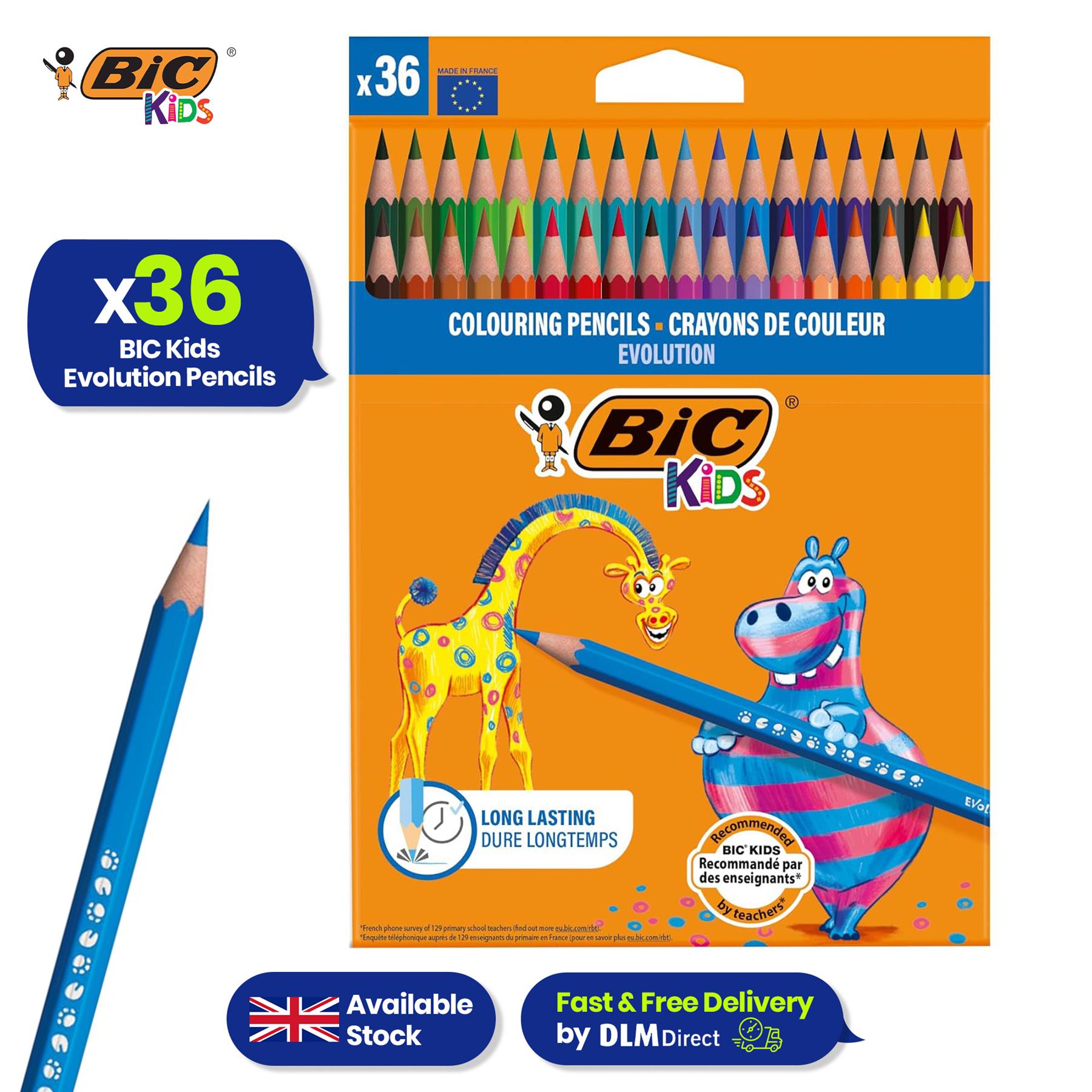 BIC Kids Evolution Coloured Pencils 36 Pack Safe Splinter Free Barrel ...