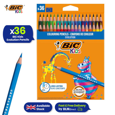 BIC Kids Evolution Coloured Pencils 36 Pack Safe Splinter Free Barrel