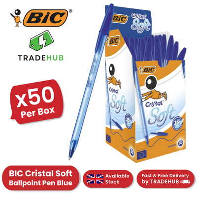 BIC CRISTAL SOFTBALL POINT BLUE - PACK OF 50