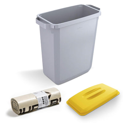 Durable DURABIN 60 Grey+ Durable DURABIN 60 Lid Yellow+ Durable ECO 110L Bin Bags 100% Recycled