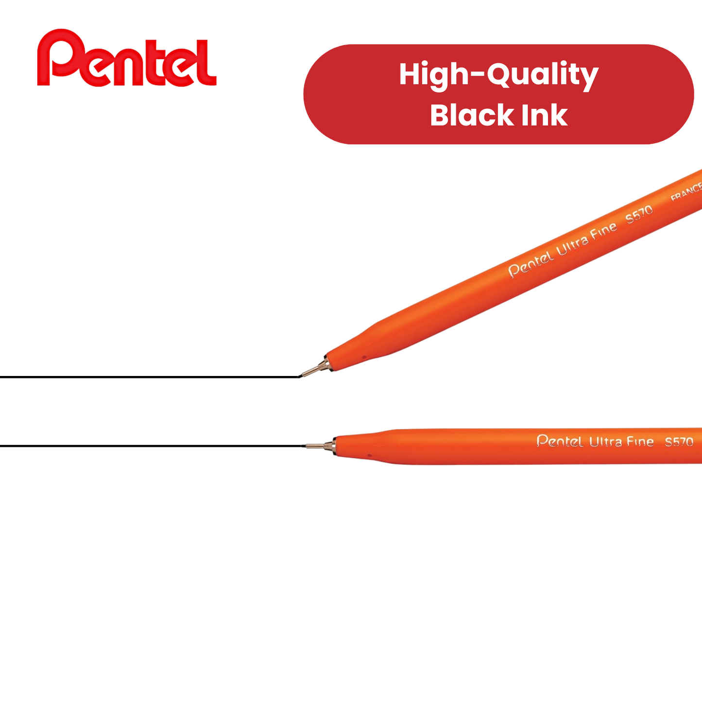 PENTEL ULTRAFINE PEN BLACK S570-A - Pack of 12 - 1 to 5 Packs