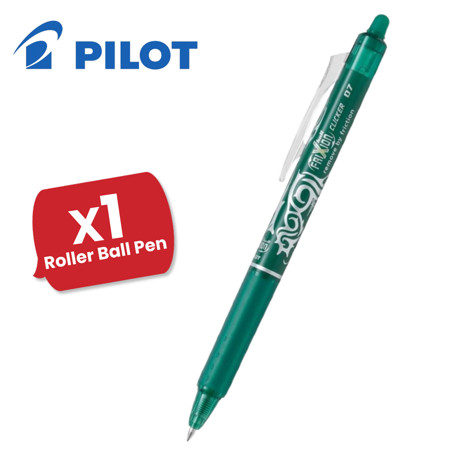 Pilot FriXion Clicker Erasable Gel Rollerball Multiple Pens 0.7mm Tip Line Green
