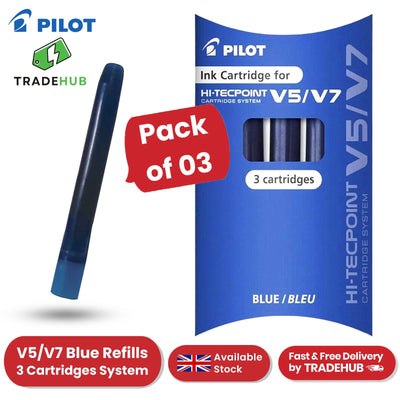 Pilot V5/V7 Hi-Tecpoint Liquid Ink Cartridges System (Pack of 3) - Blue Refills