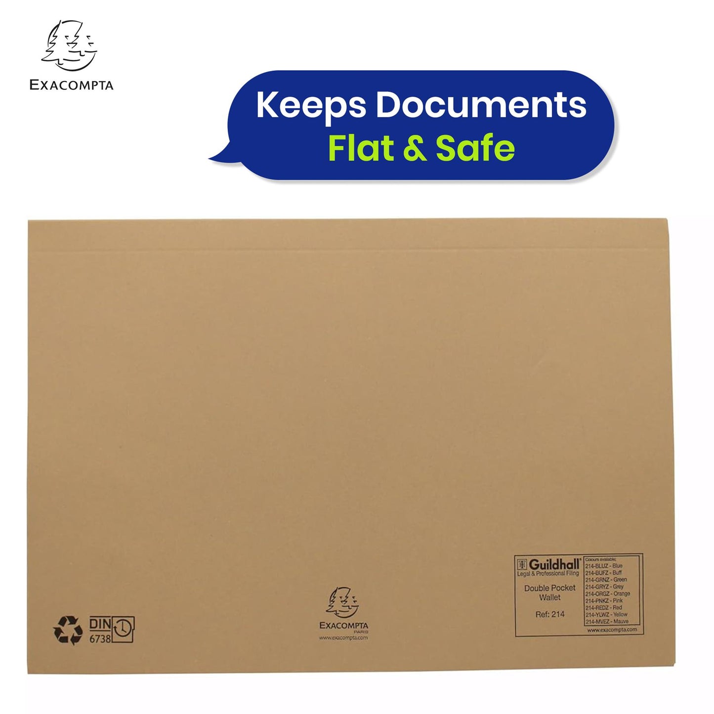 Exacompta Guildhall Double Pocket legal wallet, A4 Heavyweight Document Wallets, pack of 25 (Buff)