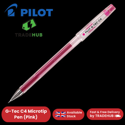 Pilot G Tec C4 Gel Rollerball Pens Microtip Extra Fine 0.4mm Gel Ink - Pink