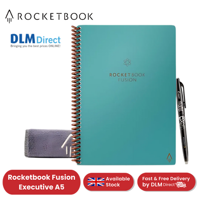 Rocketbook Fusion Executive A5 Smart Notebook Teal, Eco-Friendly & Reusable Page