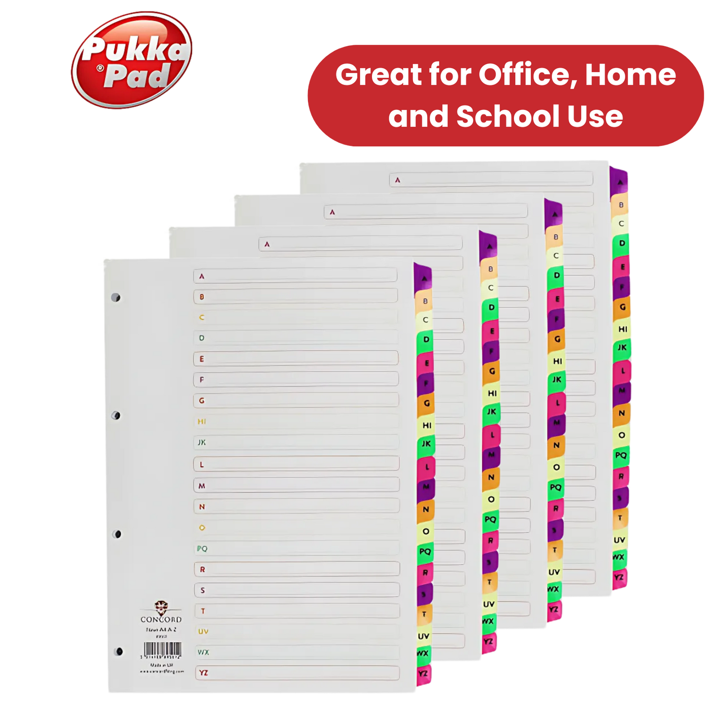 Pukka Multi-Coloured Neon Mylar A-Z Index - 1 to 5 Packs