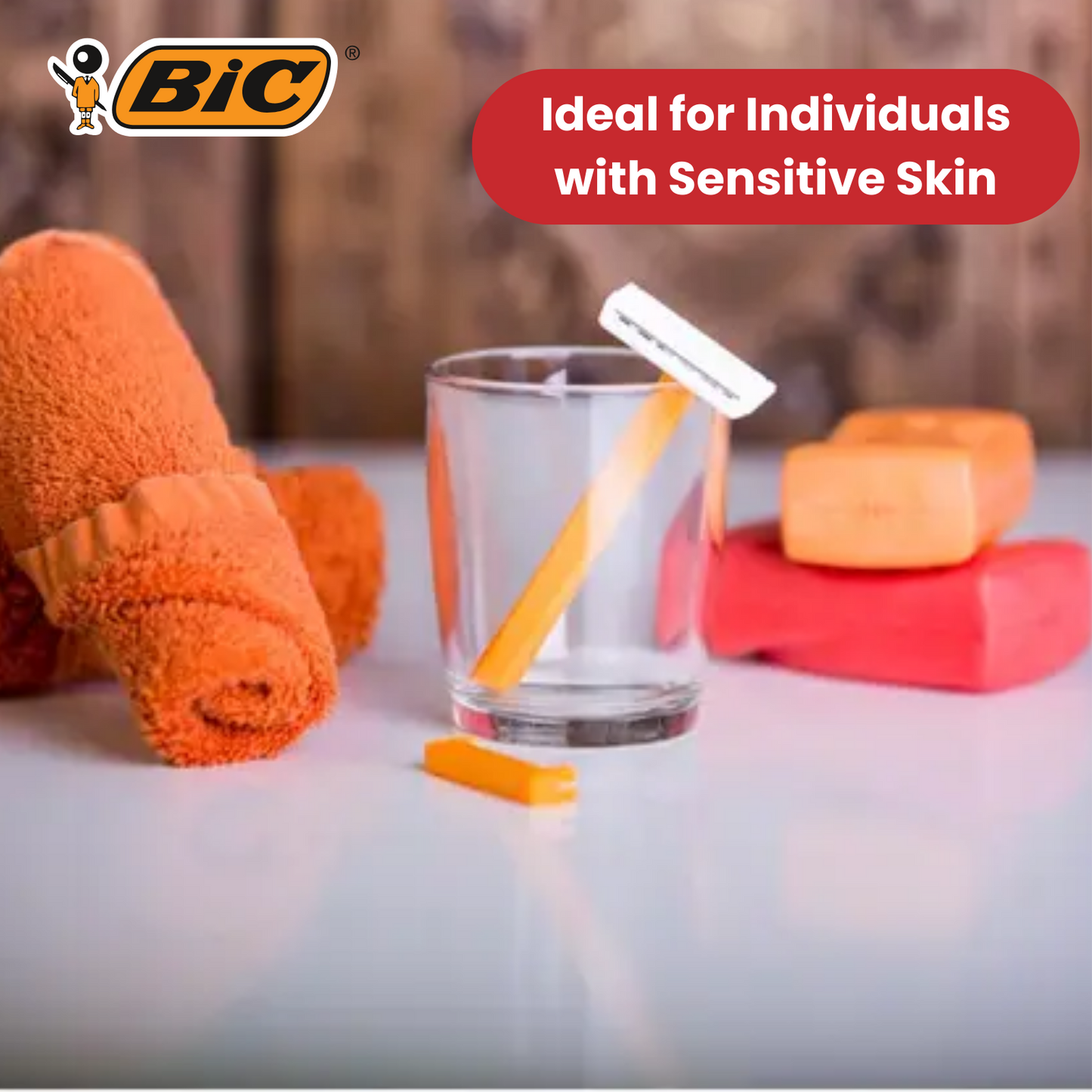 BiC Single Blade Sensitive Razors for Sensitive Skin, Everyday Use - Pack of 5