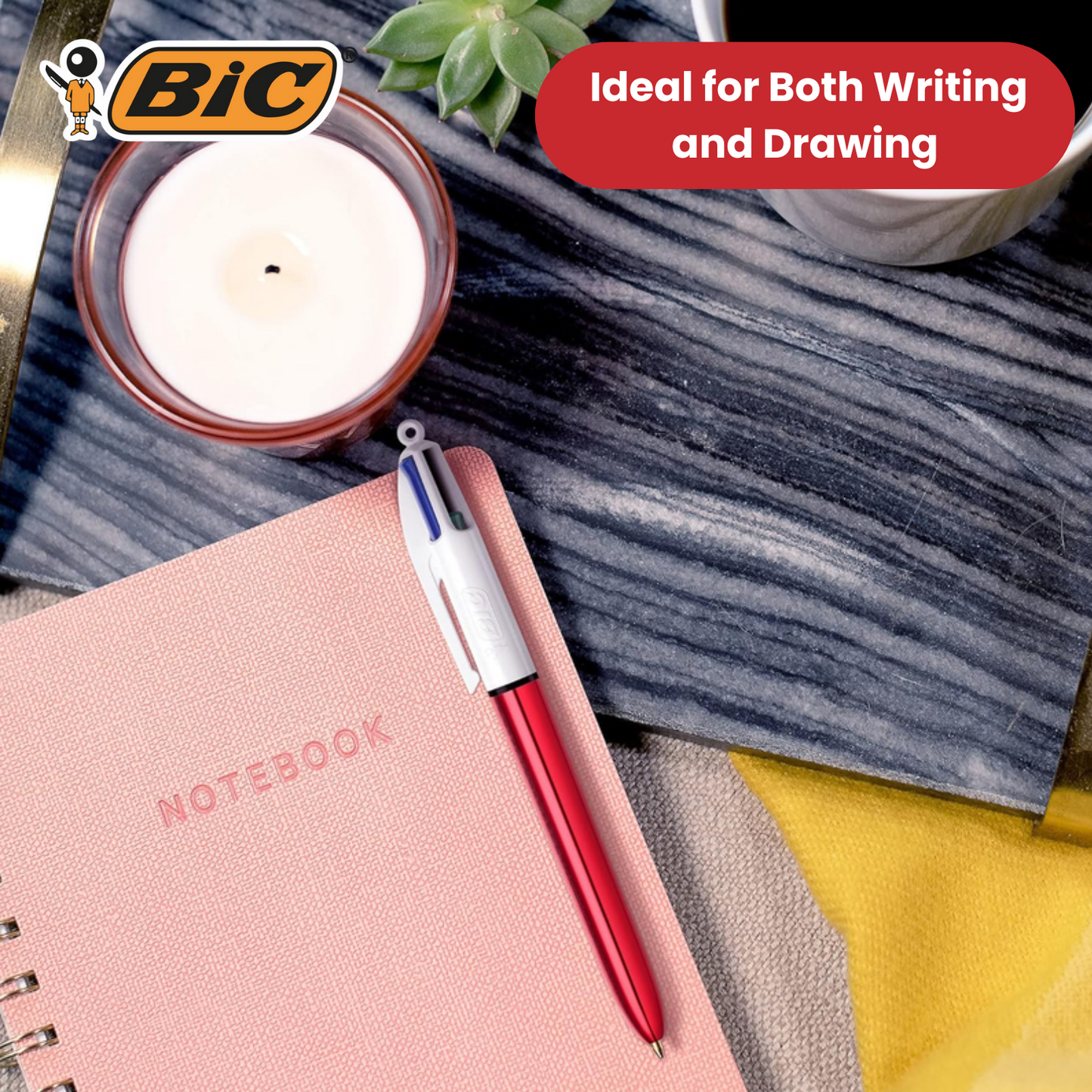 Bic 4 Colour Shine - Red - Pack of 3