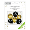 Age 50 Black and Gold 12-inch Latex Balloons - 6 pack