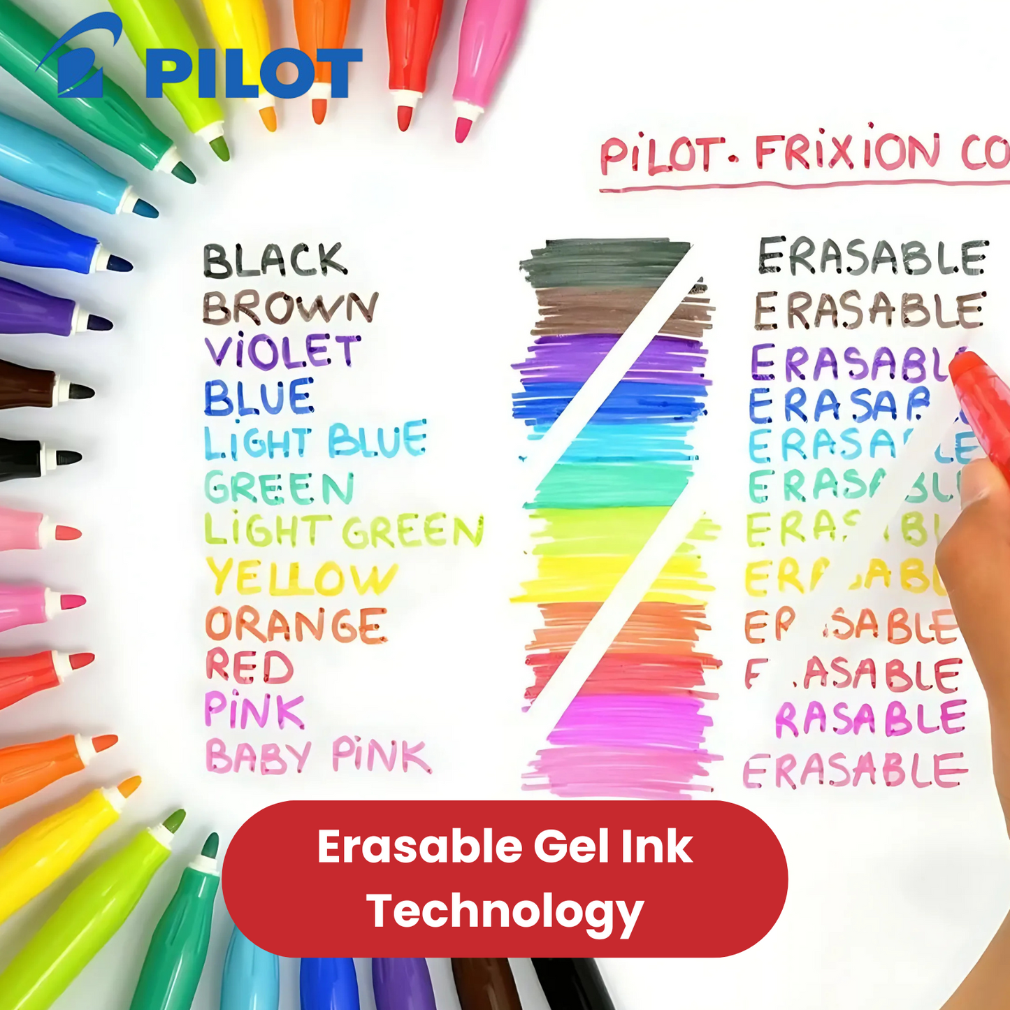Pilot Frixion Colours Erasable Felt-Tip Pens - Wallet of 12 Assorted Colours