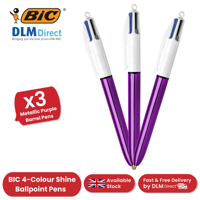 Bic 4 Colour Shine - Purple - Pack of 3