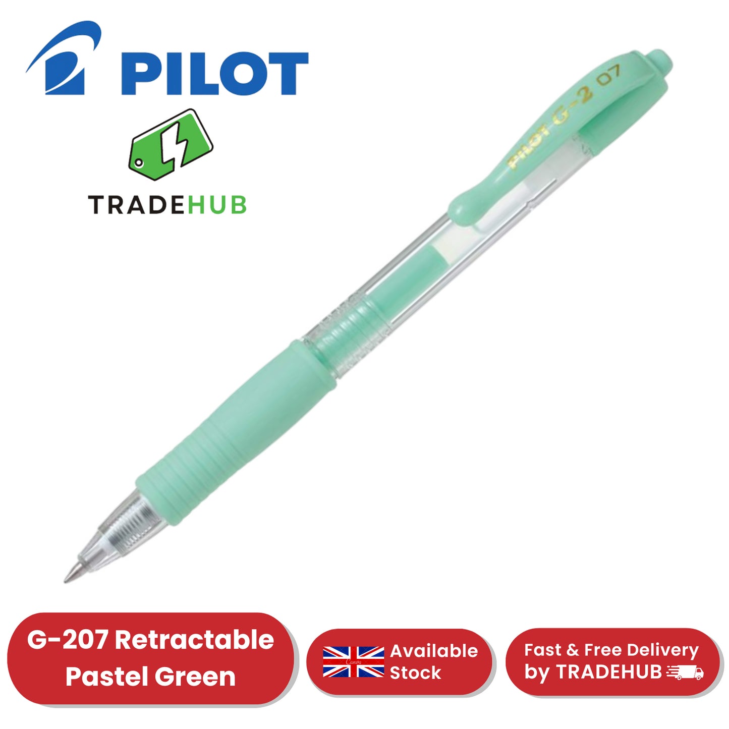 Pilot G207 Retractable Gel Rollerball 0.7 mm Tip (Single Pen) - Pastel Green