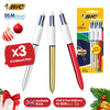 Bic 4 Colour Shine - Christmas Blister 1 Gold, 1 Silver, and 1 Red Pen