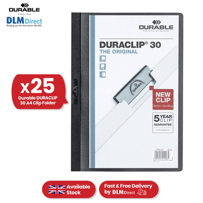 Durable Clip Folder 30 Sheet PVC Display File, 25 Pcs Black A4 Clip Bar File for Home