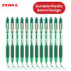Zebra Smooth Ballpoint Pen Green Z Grip Retractable Pen 1.0mm Medium Point Biro for School Office (Pack of 12)