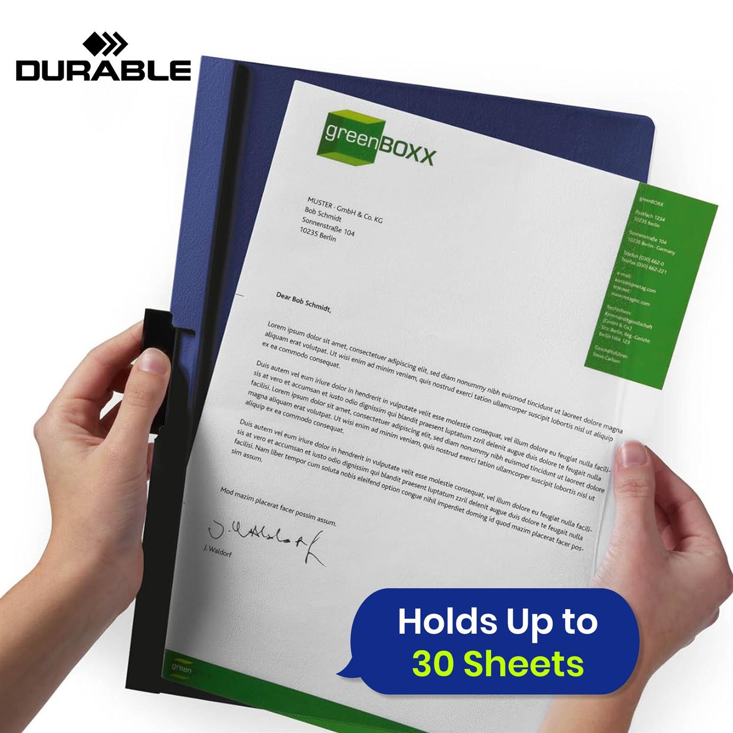 Durable DURACLIP A4 Project Folder Plastic Metal Clip 30 Sheets Holder Document Certificates Organisers  for School Office Home
