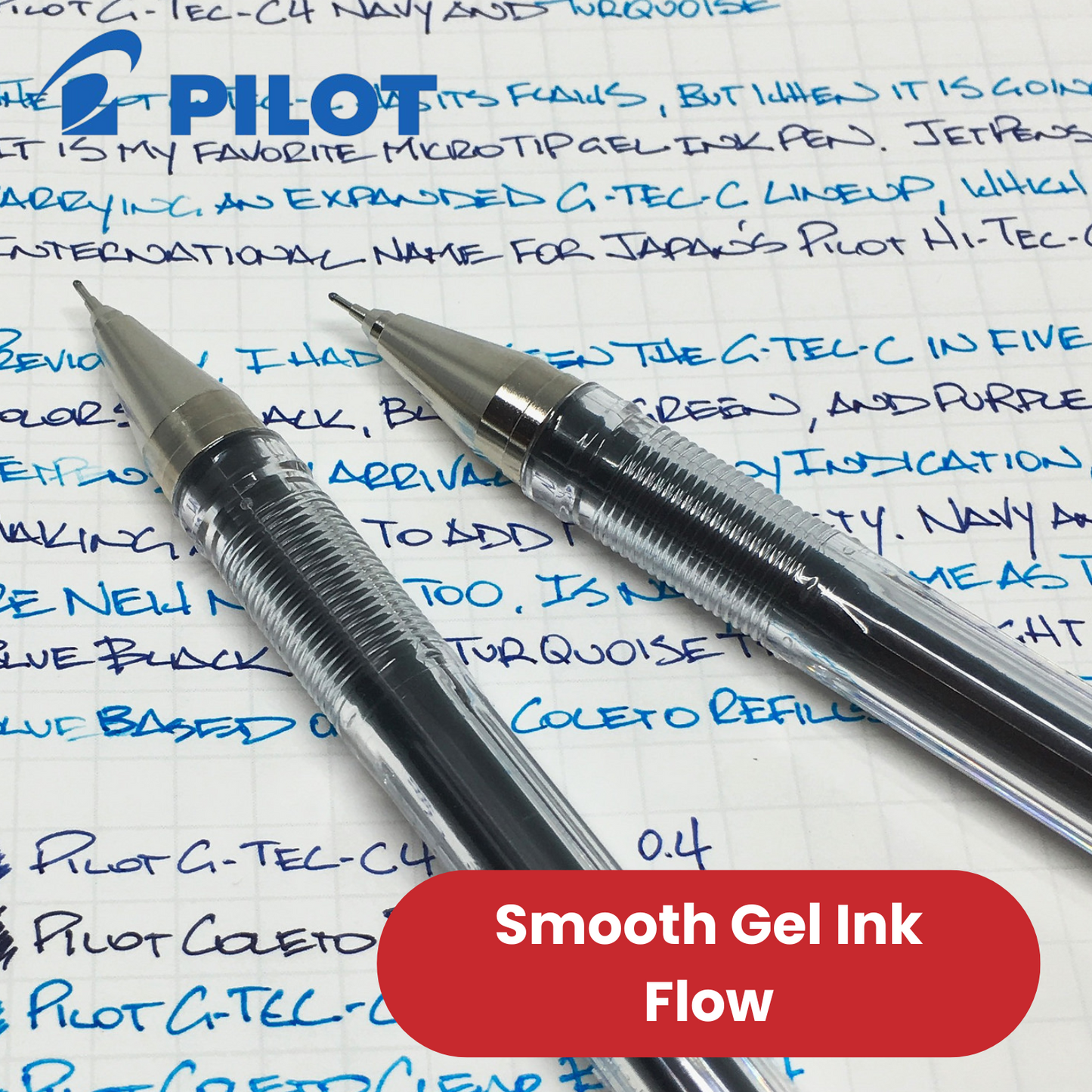 Pilot G - Tec C4 Gel Microtip Rollerball Pens 0.4 mm Tip (Pack of 3) - Blue