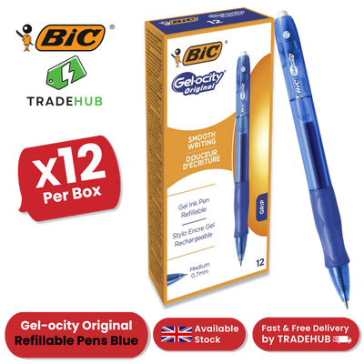 BIC Gelocity Clic Box 12 Blue (Original) - 1 to 5 Packs