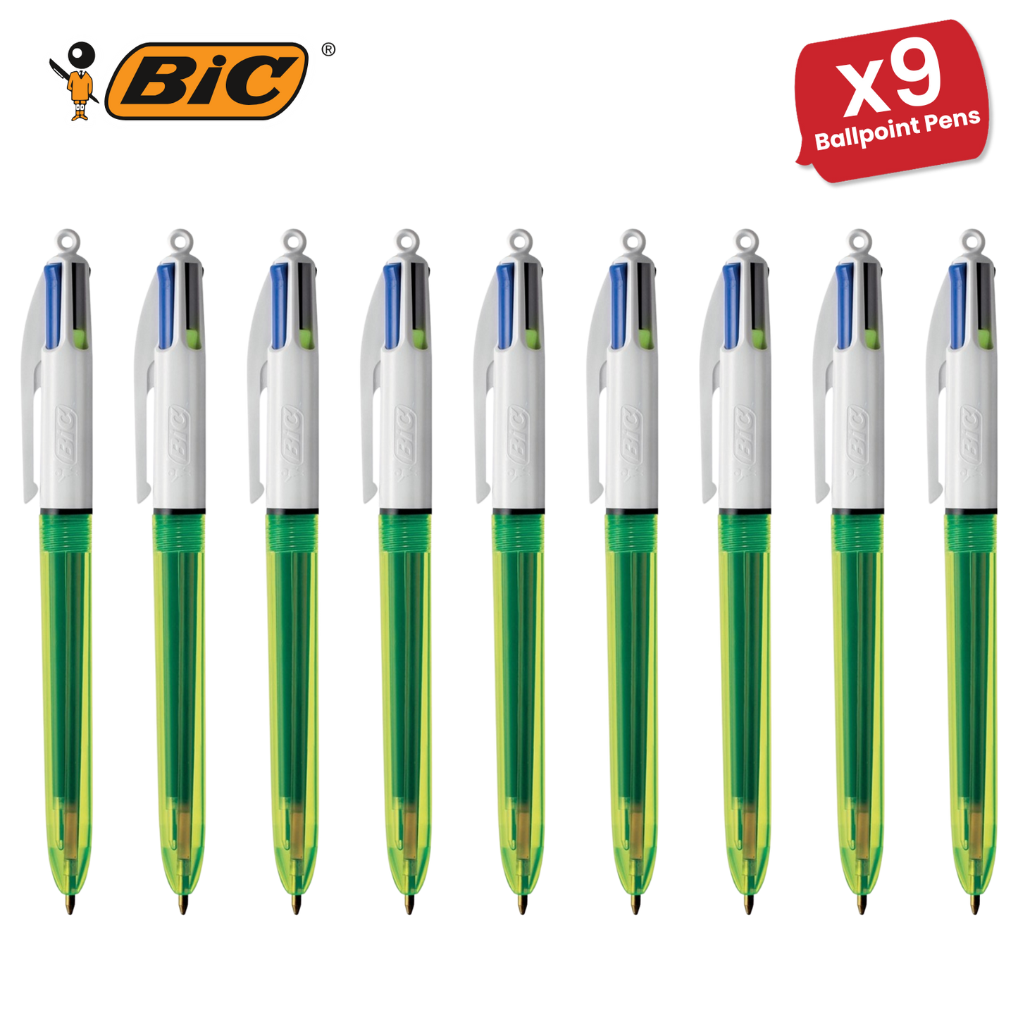 Bic 4 Colours Fluo Retractable Ballpoint Pen - Pack of 1