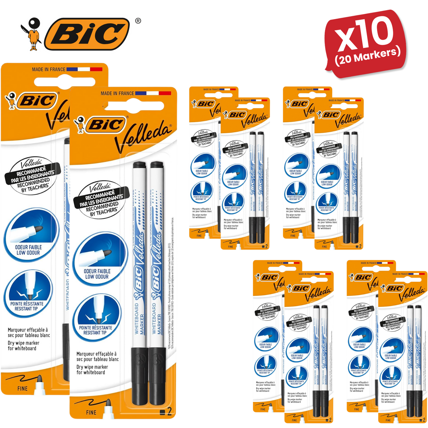 BIC Velleda 1721 Whiteboard Pens Black - Pack of 2