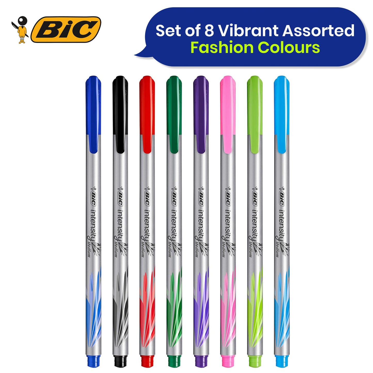 BIC Intensity Felt Tip Pens Medium Point Assorted Colours - Pack of 8