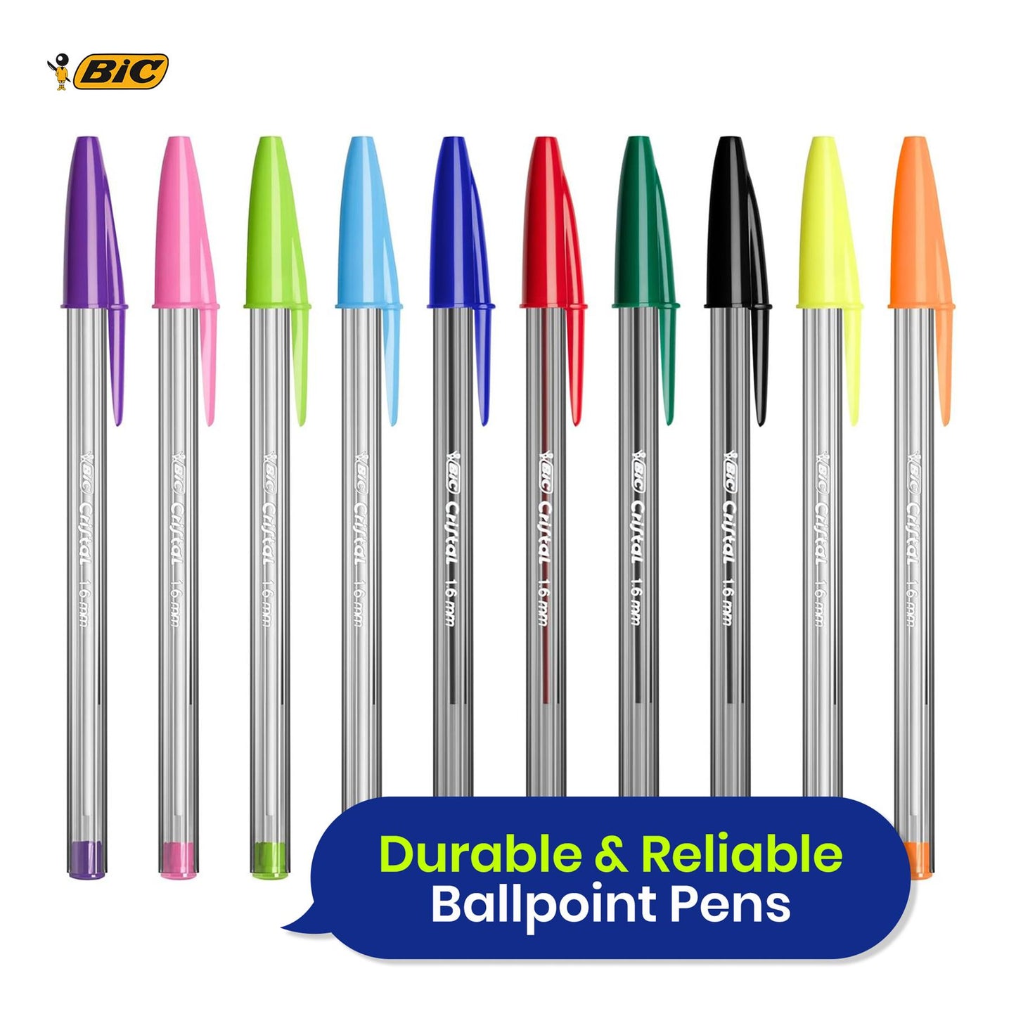 BIC Crystal Multicolour Pen - Bag Pack of 20 + 7