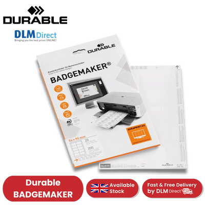 DDurable BADGEMAKER Inserts 54 x 90 mm - Pack of 200 Inserts - White - 1 to 5