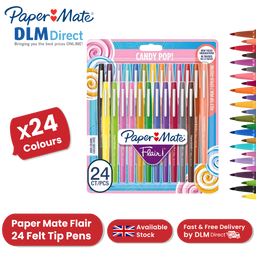 Paper Mate Flair Felt Tip Pens Candy Pop (Pack of 24) - Vibrant Multi Colors Ink