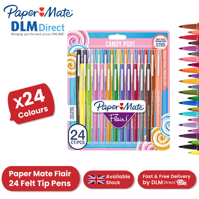 Paper Mate Flair Felt Tip Pens Candy Pop (Pack of 24) - Vibrant Multi Colors Ink