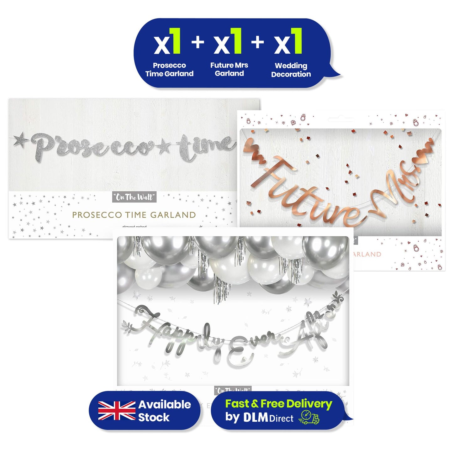 Happily Ever After Future Mrs Prosecco Time Garland Pack Foil Finish Party Decor