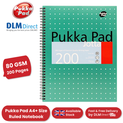 Pukka Pad A4+ Metallic Jotta Notebook, Green Wirebound, 200 Pages 80gsm