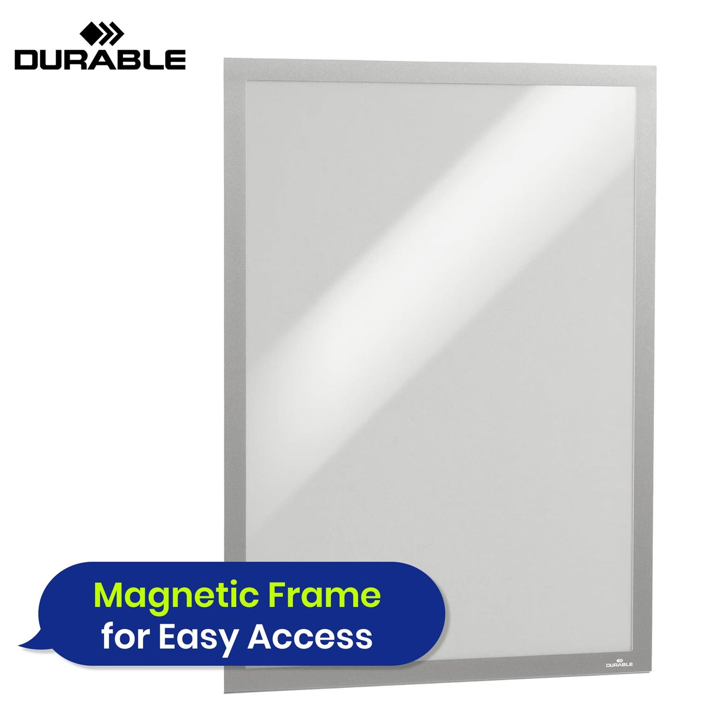 A2 Magnetic Poster Frame UV Resistant Peel & Stick Silver Display Frame for Paintings Photos Notices Ads Certificate