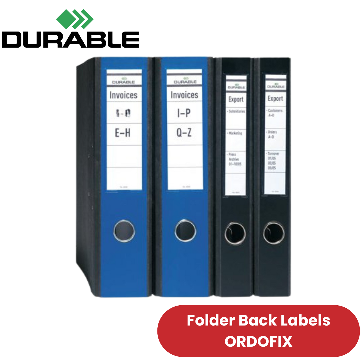 Durable Ordofix Self-Adhesive Spine Labels - Black - Pack of 10 - 60 mm - 1 - 5