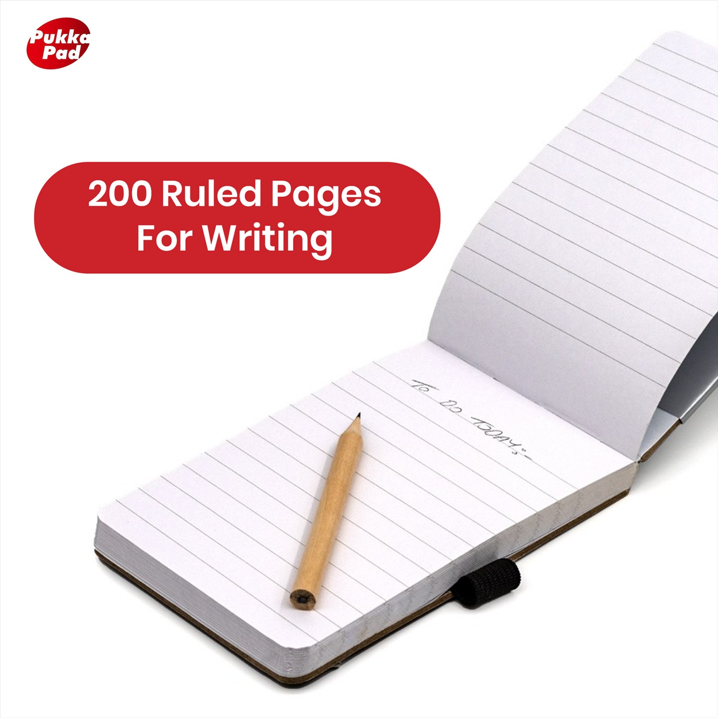 Pukka Pad Pocket Book - 200 Pgs A7 Black Notepad with Pencil & Elastic Strap for Journaling