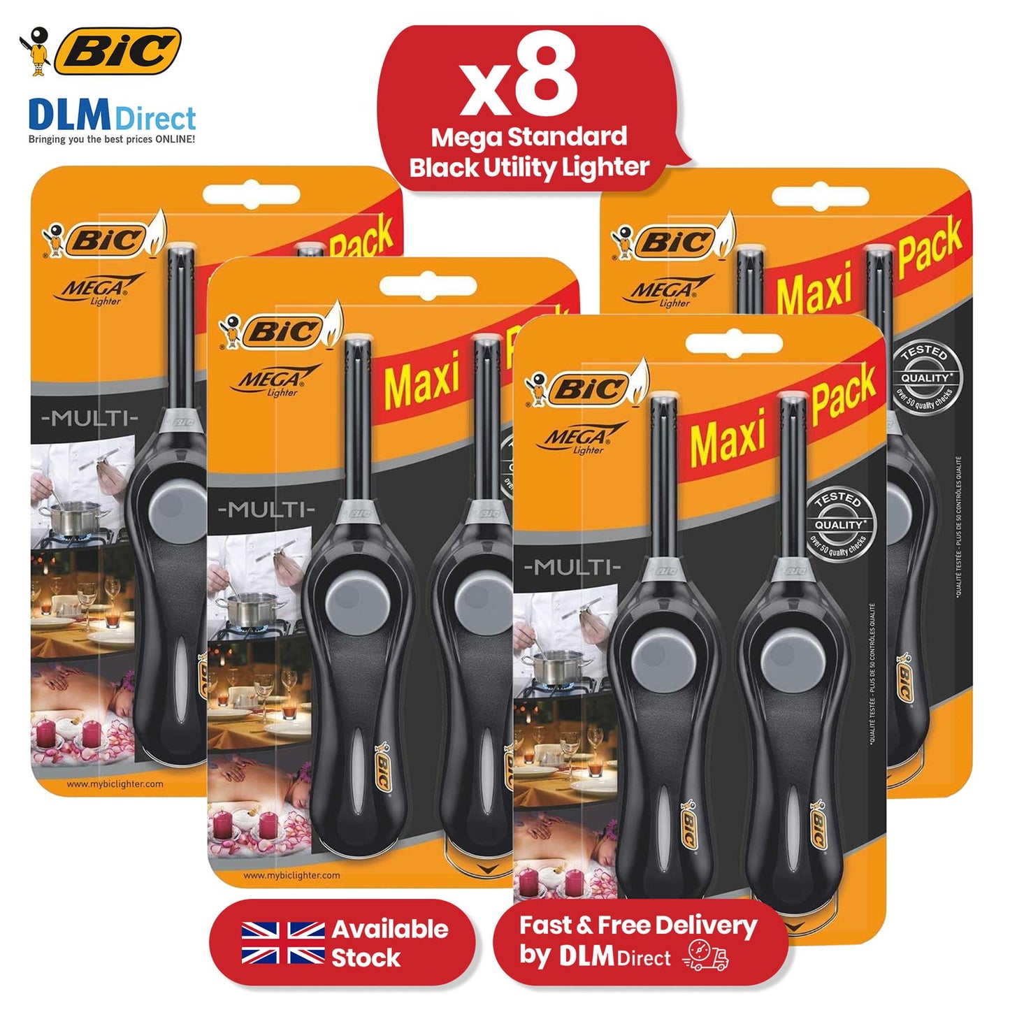 BIC Mega Standard Gas Lighter - Up to 750 Lights Long Gas Lighter for Candles