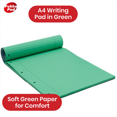 Pukka Pad Irlen A4 NotePad - 80gsm 100 Pages Green Paper Notebook, Lined Refill Notepads for Kids
