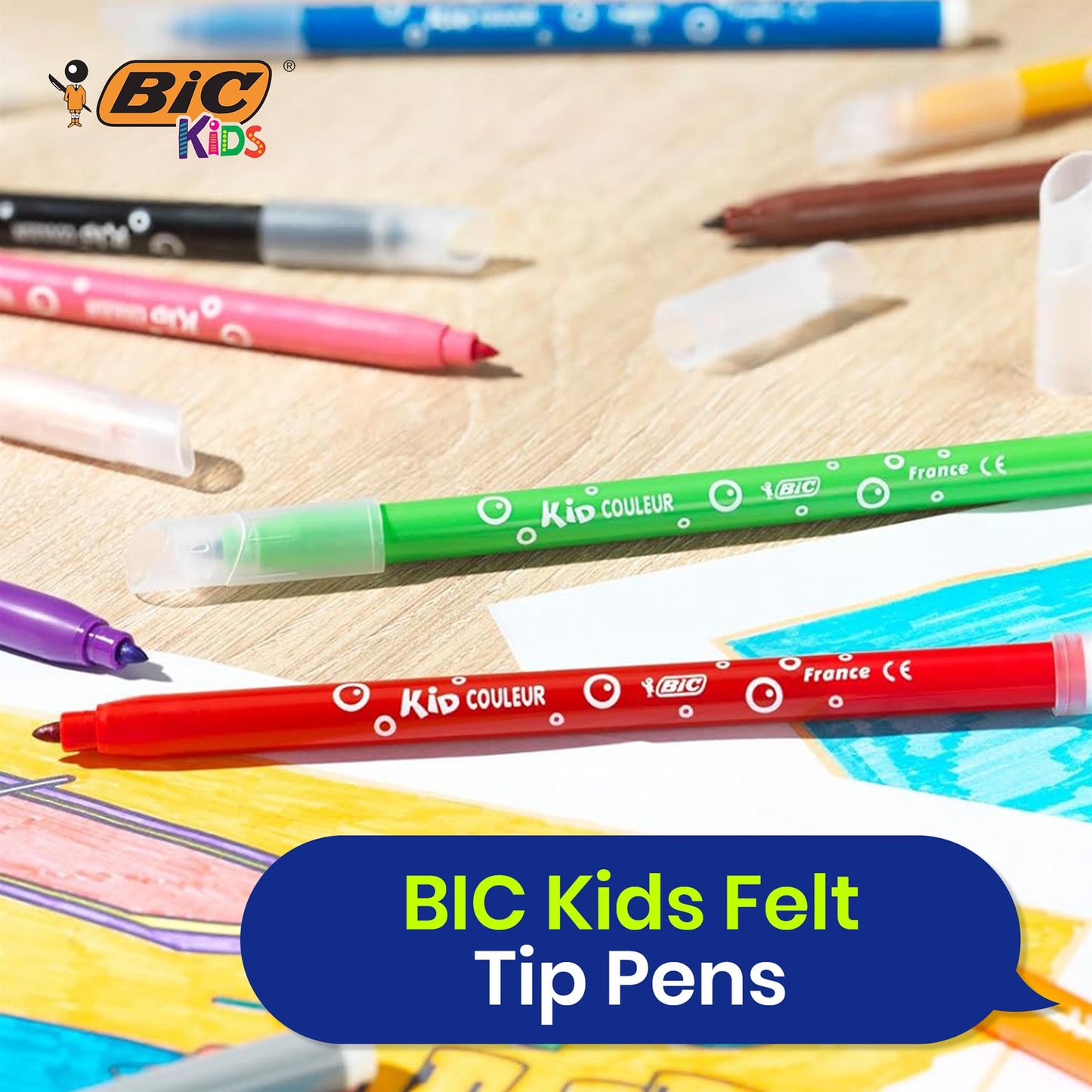 BIC Evolution Original Eraser Graphite Pencils, BIC Kids Couleur Felt Pens, BIC Kids ECOlutions Colouring Pencils, Set of 1
