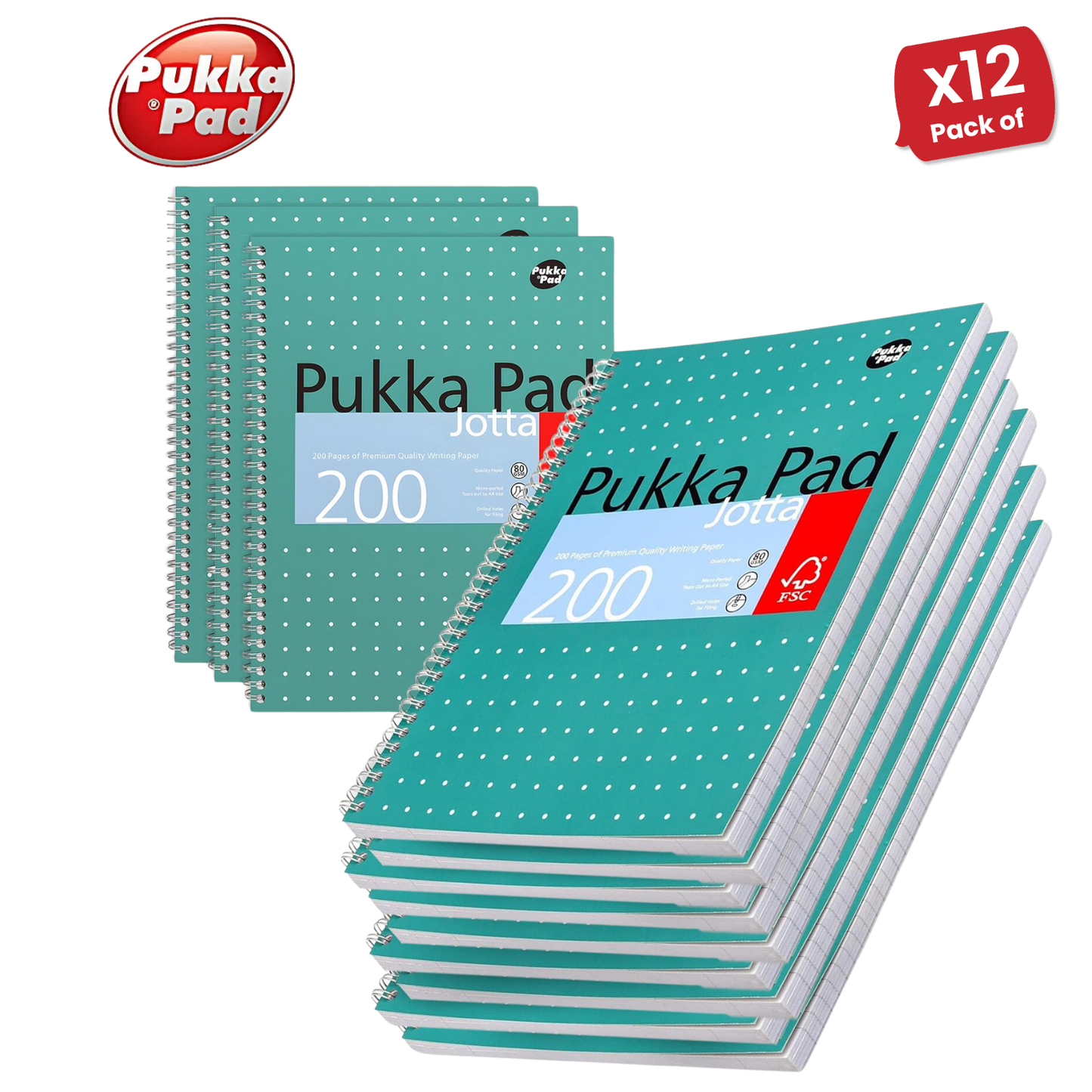 Pukka Pad A4+ Metallic Jotta Notebook, Green Wirebound, 200 Pages 80gsm
