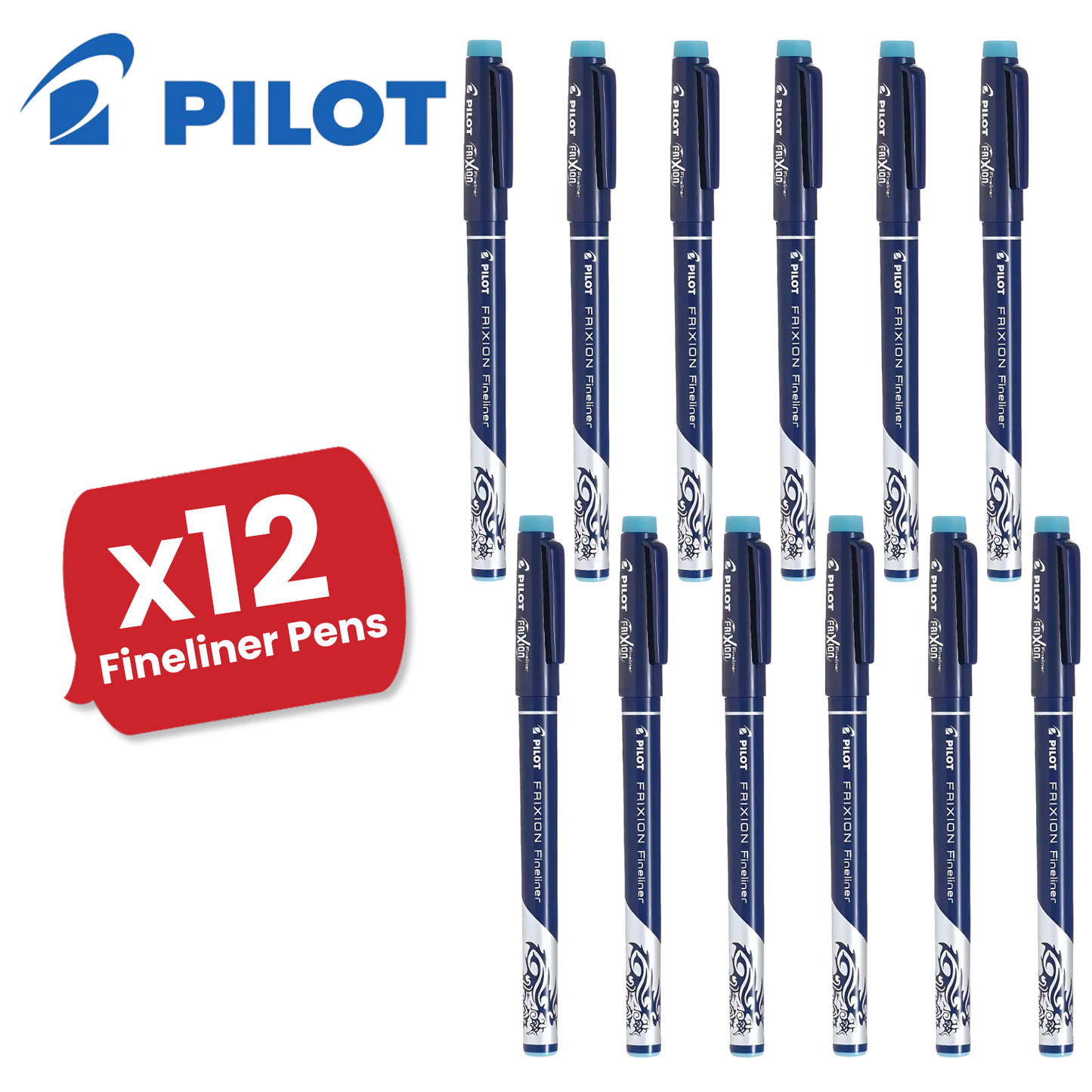 Pilot FriXion Erasable Fineliner Light Blue Single Pen 1.3mm Writing Felt Tip