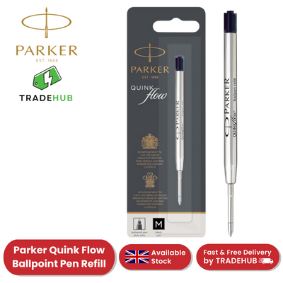 Parker QuinkFlow Ballpoint Pen Refill - Black Ink, Medium Point Smooth Writing
