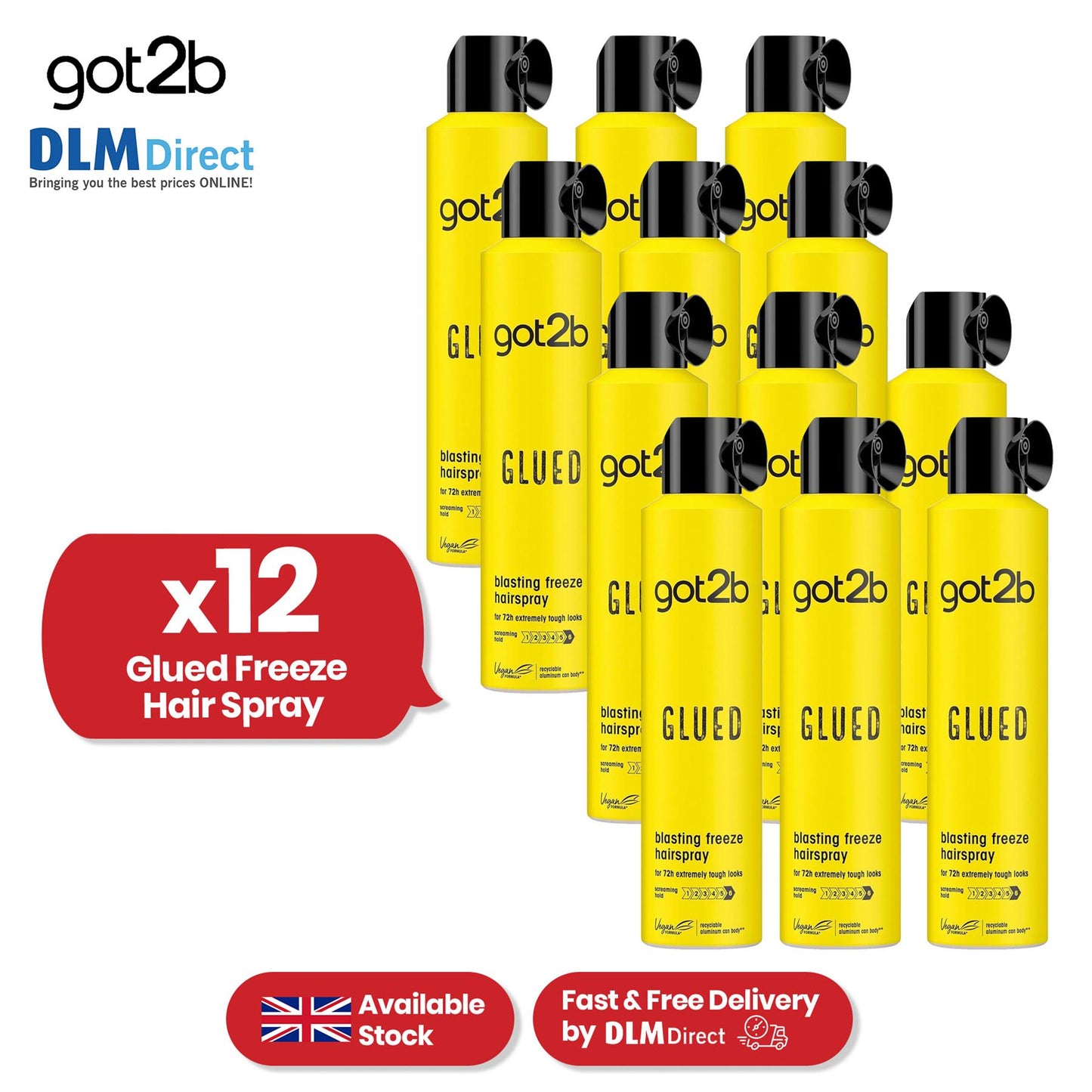 Got2b Glued Freeze Hairspray - Up To 72 hrs Setting Spray, 300 ml Hair Spray for Men & Women