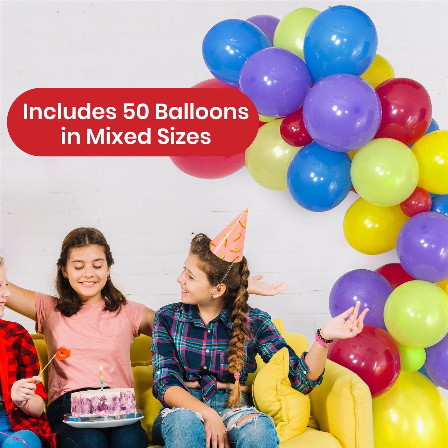 50pcs Balloon Arch Kit with Silver Age 18 Foil Birthday Badge for 18th Party Backdrop & Door Display