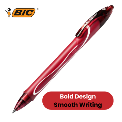 BIC Gel-ocity Quick Dry Rollerball Pens Red Medium Smooth Writing Ink Pack of 12