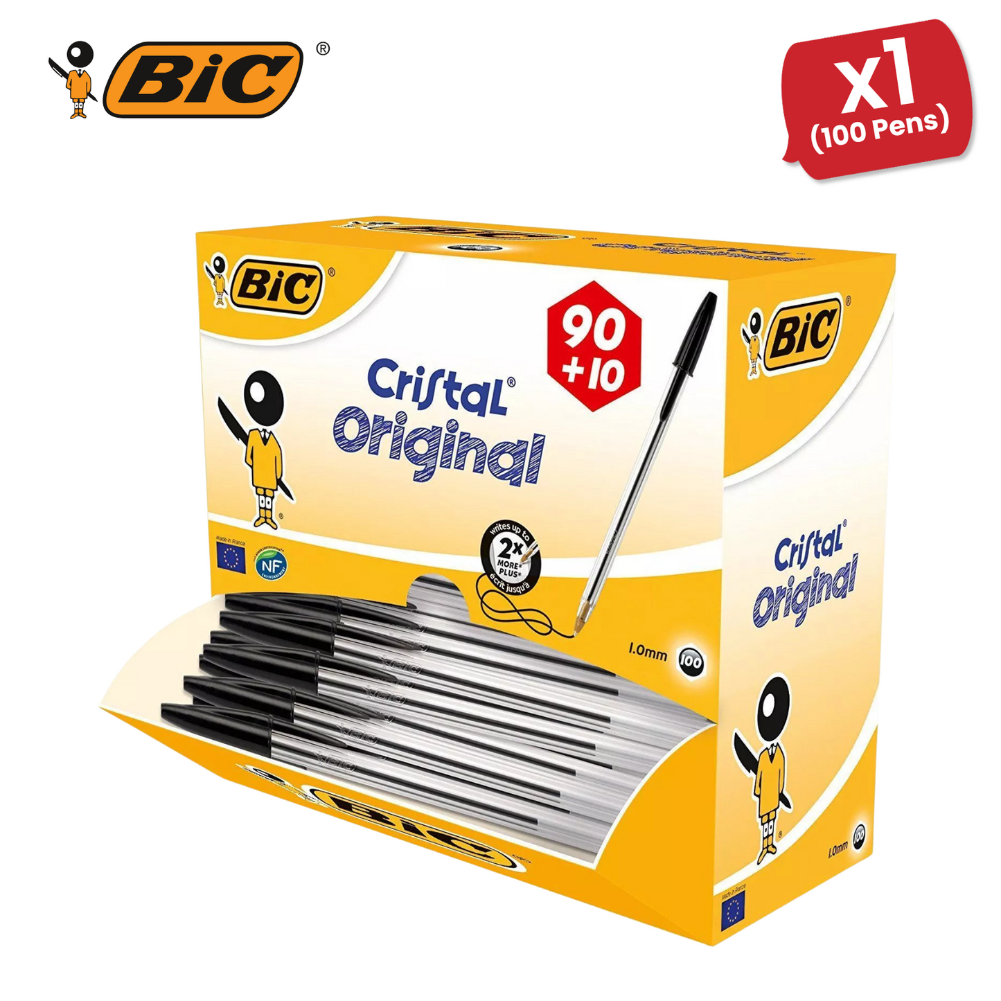 BIC Cristal Original Ballpoint Pens Black - Box of 100