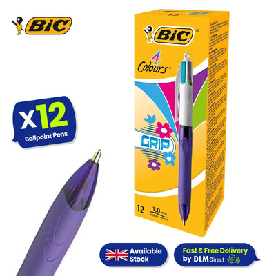 Bic 4 Colours Grip Fashion Ballpoint Pen 1.0mm - Pack of 12