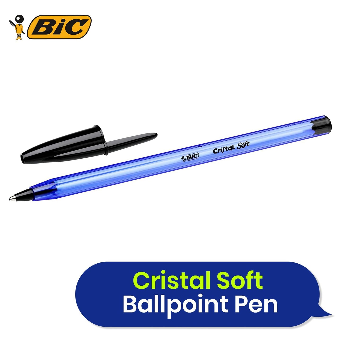 Bic Cristal Soft Ballpoint Pens Medium Tip (1.2 mm) Assorted Colours, Pack of 15 + 5,Black / Blue / Red / Green
