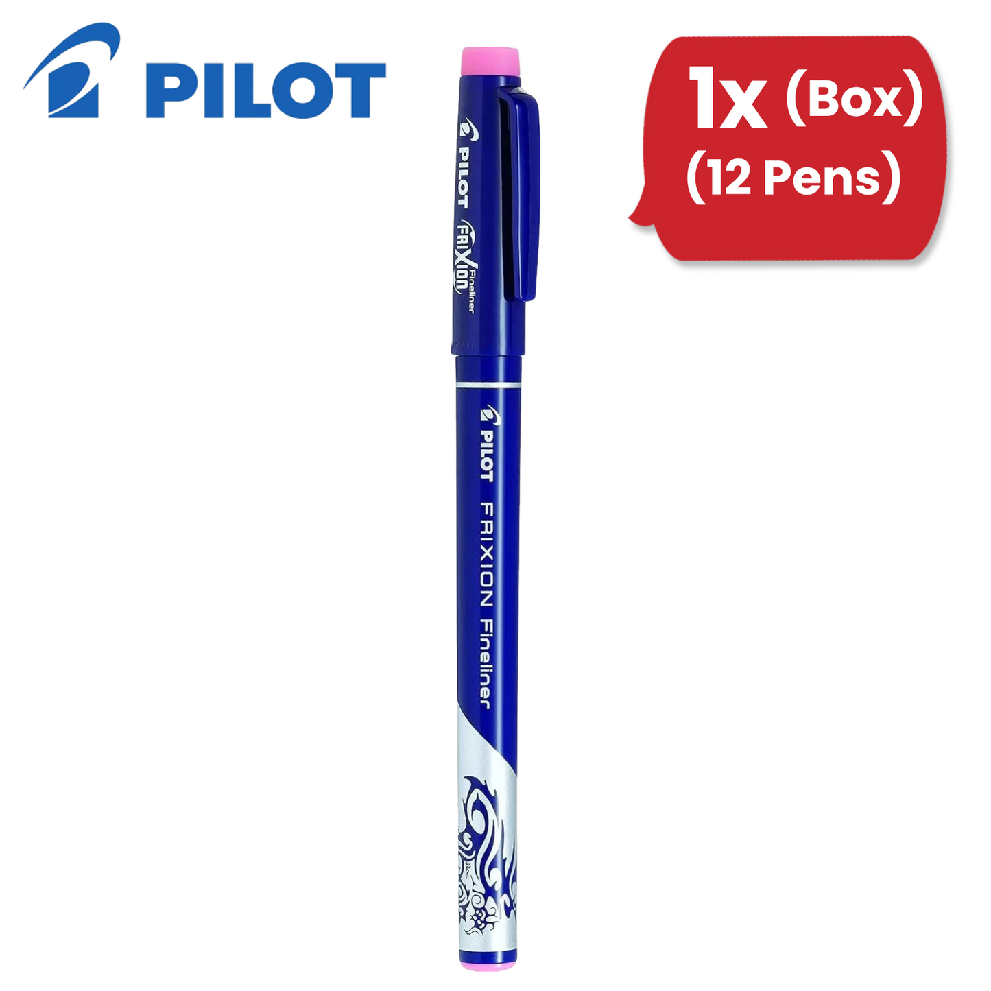 Pilot Frixion Fineliner Felt Pen Vibrant Baby Pink Erasable Ink - Pack of 12