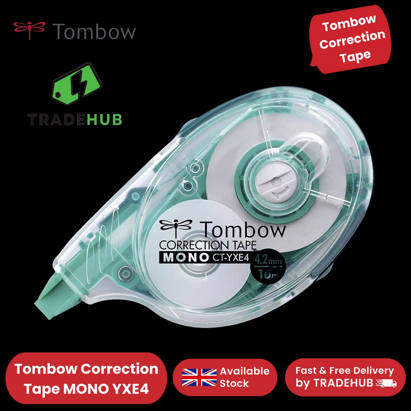 Tombow Correction tape MONO YXE4 4.2mm x 16m refillable Pack of 1 - 1 to 36 Packs