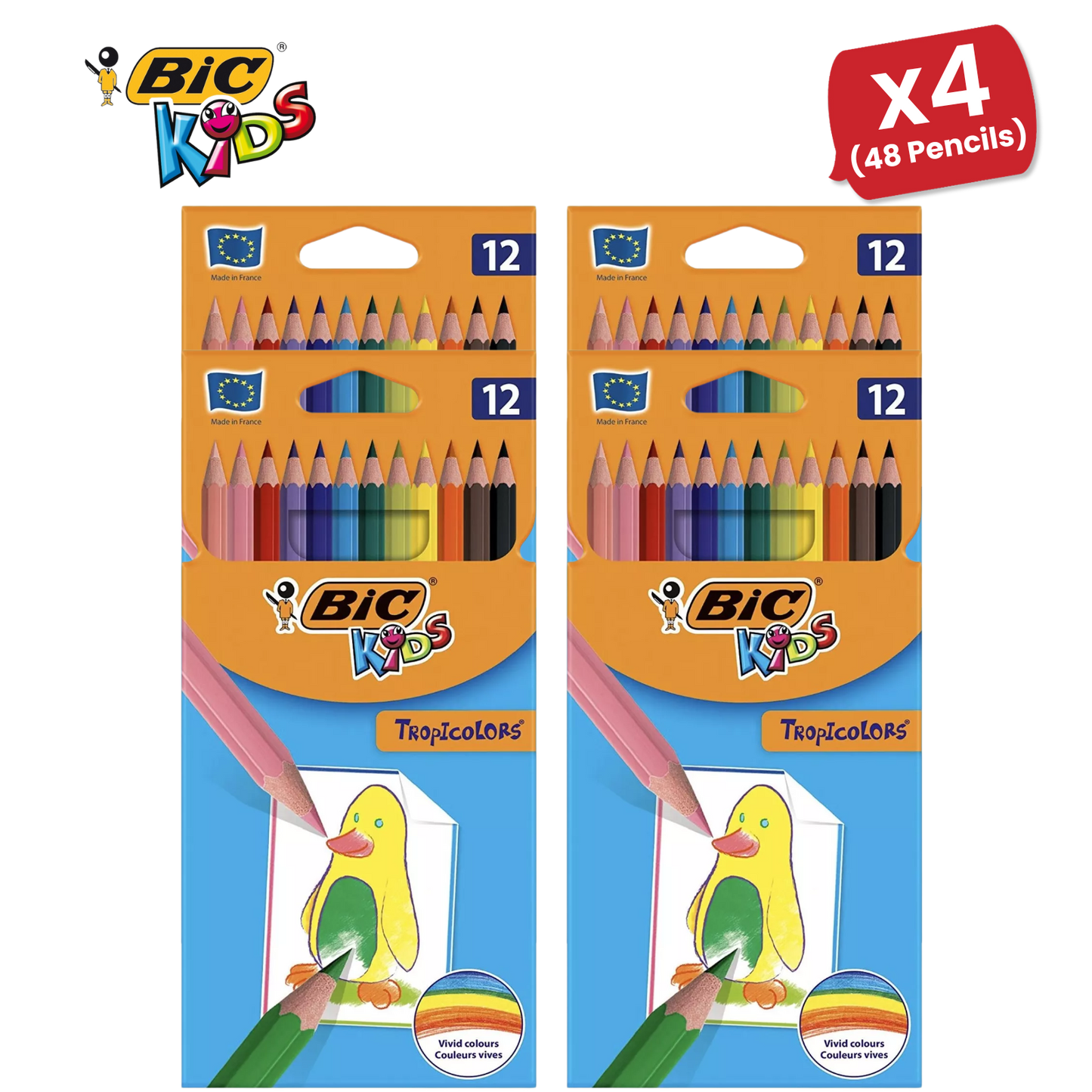 BIC Kids Tropicolors Colouring Pencils, Vibrant Colors - Creative Fun Pack of 12